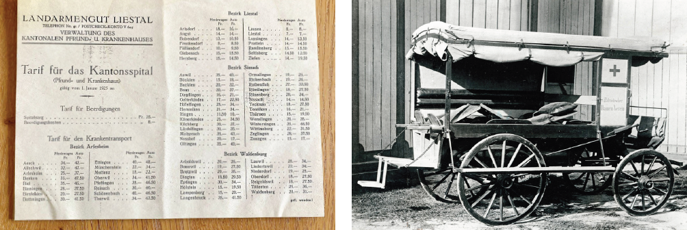Pferdewagen des KSBL als Krankentransportmittel ca. 1920